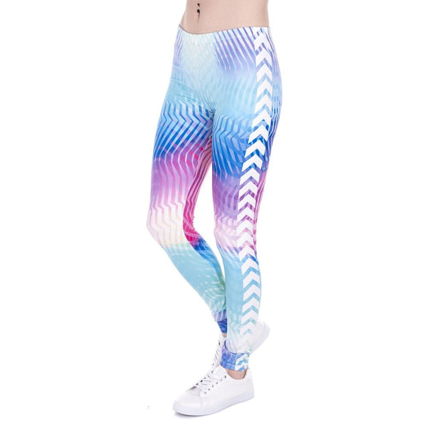 Brand Women Leggings White Arrowa Hologrephic Printing - Vimost Shop