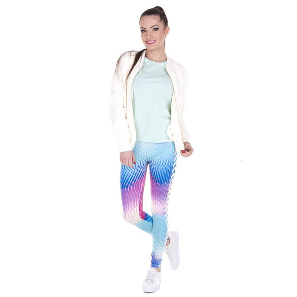 Brand Women Leggings White Arrowa Hologrephic Printing - Vimost Shop