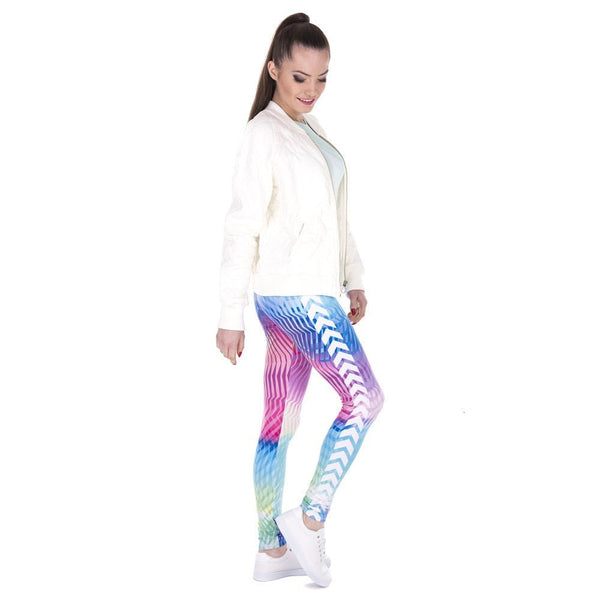Brand Women Leggings White Arrowa Hologrephic Printing - Vimost Shop