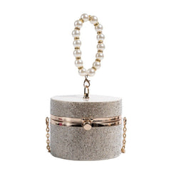 Bucket Design Diamonds Women Day Clutch With Handle Pearl Lock Banquet Ladies New Party Holder Purse