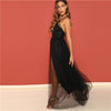 Burgundy Plunging Neck Crisscross Back Cami Dress Maxi Plain Sexy Night Out Dress Autumn Modern Lady Women Party Dresses - Vimost Shop