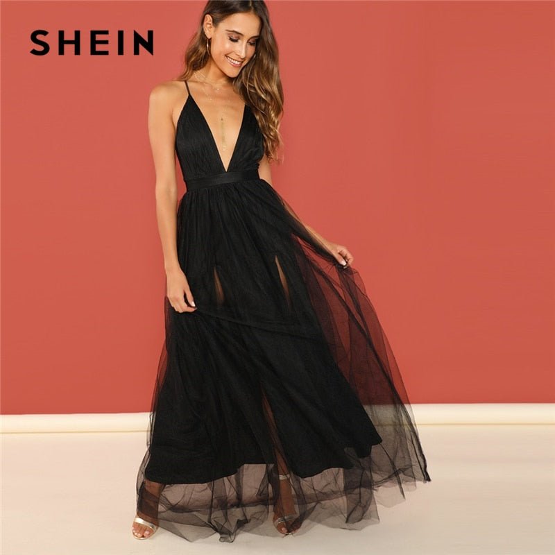 Burgundy Plunging Neck Crisscross Back Cami Dress Maxi Plain Sexy Night Out Dress Autumn Modern Lady Women Party Dresses - Vimost Shop