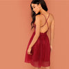 Burgundy Sexy Party Backless Sequin Detail Mesh Halter High Waist Solid Dress 2018 Summer Club Fashion Women Dresses - Vimost Shop