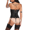 Bustiers & Corsets Leather Steampunk Underbust Corsets with Garters Belt Lace Up Boned Bustiers Tops Sexy Lingerie Set Nightwear - Vimost Shop