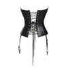 Bustiers & Corsets Leather Steampunk Underbust Corsets with Garters Belt Lace Up Boned Bustiers Tops Sexy Lingerie Set Nightwear - Vimost Shop
