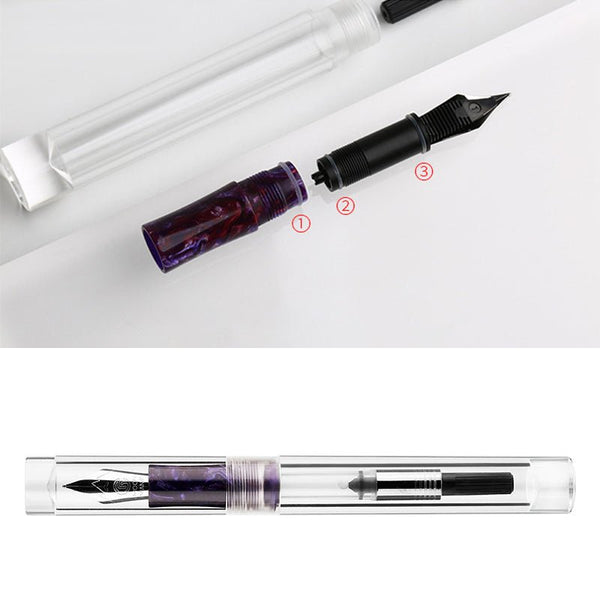 C1 Large Ink Capacity Eyedropper Transparent Clear Fountain Eye Dropper Filling Pen F Nib Ink Pen Converter Ink Pen Gift - Vimost Shop