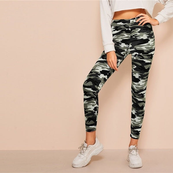 Camo Print Leggings Women Leggings Casual Style Spring Summer Autumn Stretchy Fitness Crop Leggings - Vimost Shop