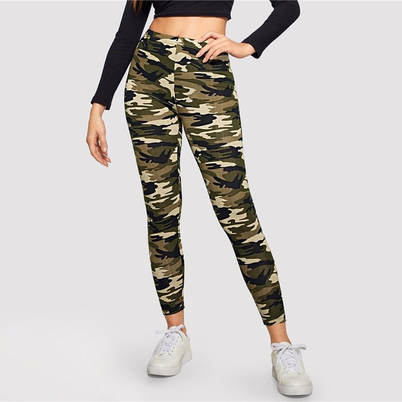 Camo Print Leggings Women Leggings Casual Style Spring Summer Autumn Stretchy Fitness Crop Leggings - Vimost Shop