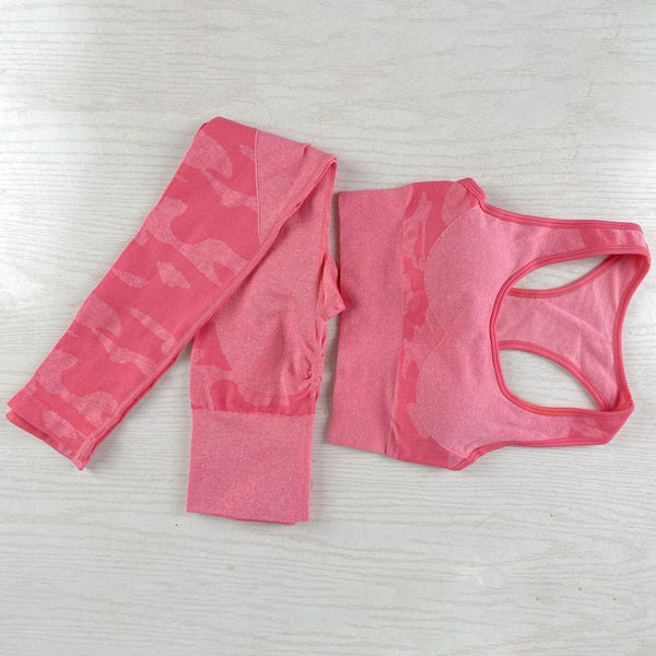 Camo Seamless Yoga Fitness Set Women Sportswear Tank Bra Crop Top Leggings Pants Workout Clothes Gym Clothing 2 Piece Tracksuit - Vimost Shop