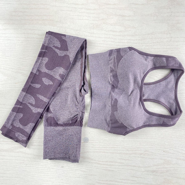 Camo Seamless Yoga Fitness Set Women Sportswear Tank Bra Crop Top Leggings Pants Workout Clothes Gym Clothing 2 Piece Tracksuit - Vimost Shop