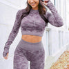 Camouflage Yoga Set Seamless Sportswear for Women Gym Fitness Clothing Booty Push Up Sport Leggings Long Sleeves Crop Tops Suit - Vimost Shop