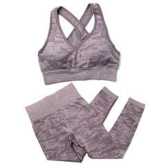 Camouflage Yoga Set Seamless Sportswear for Women Gym Fitness Clothing Booty Push Up Sport Leggings Long Sleeves Crop Tops Suit