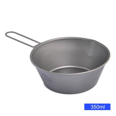 Camping Titanium Bowl Tableware Cookware Foldable Handle Outdoor Cup Tourism Pot Hiking Backpacking Picnic Fishing