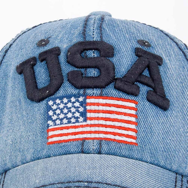 Caps For Men Women Retro USA Flag Embroidery Denim Baseball Cap Summer Strapback Casquette Hip Hop Hat Couples Snapback - Vimost Shop
