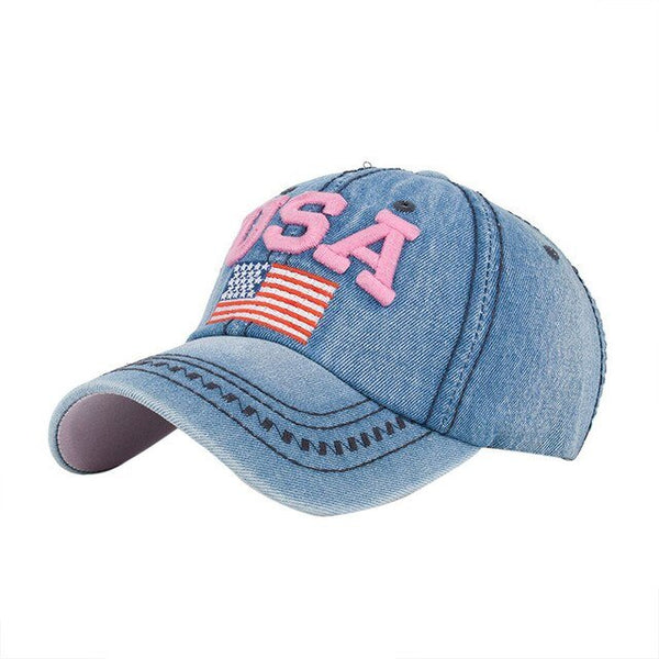 Caps For Men Women Retro USA Flag Embroidery Denim Baseball Cap Summer Strapback Casquette Hip Hop Hat Couples Snapback - Vimost Shop