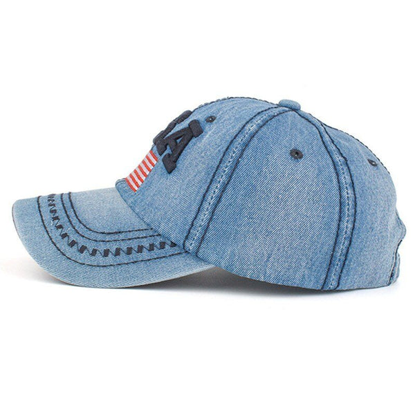 Caps For Men Women Retro USA Flag Embroidery Denim Baseball Cap Summer Strapback Casquette Hip Hop Hat Couples Snapback - Vimost Shop