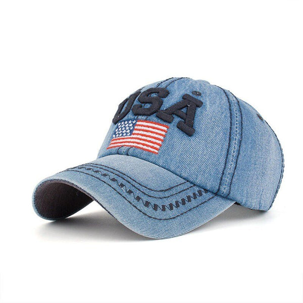 Caps For Men Women Retro USA Flag Embroidery Denim Baseball Cap Summer Strapback Casquette Hip Hop Hat Couples Snapback - Vimost Shop