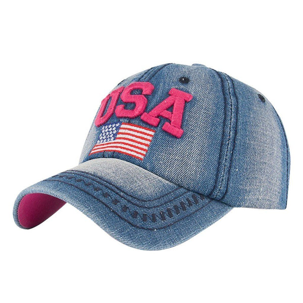 Caps For Men Women Retro USA Flag Embroidery Denim Baseball Cap Summer Strapback Casquette Hip Hop Hat Couples Snapback - Vimost Shop