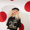 Cartoon Bronzing Print Casual T-Shirts Women Top Spring Polka Dot Contrast Lace Korean Ladies Basic Daily Tee - Vimost Shop