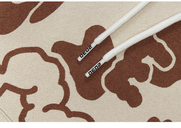 Cartoon Cow Embroidery Color Block Print Hoodie Men Loose Casual Harajuku Cute College Style Pullover Couple Streetwear - Vimost Shop
