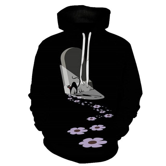 Cartoon kawaii hoodies 3D Printed Cat oversize Mens women's Sweatshirt Pullover Long Sleeve Hooded Sweatshirts Tops - Vimost Shop