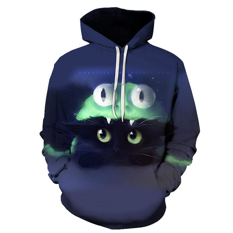 Cartoon kawaii hoodies 3D Printed Cat oversize Mens women's Sweatshirt Pullover Long Sleeve Hooded Sweatshirts Tops - Vimost Shop