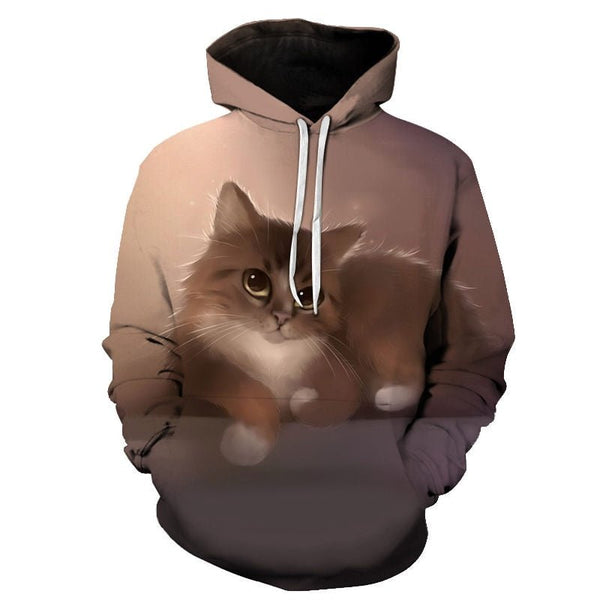 Cartoon kawaii hoodies 3D Printed Cat oversize Mens women's Sweatshirt Pullover Long Sleeve Hooded Sweatshirts Tops - Vimost Shop