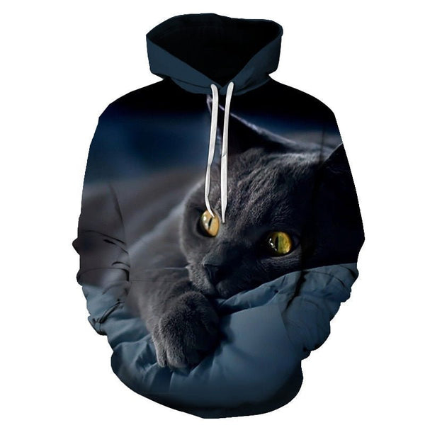 Cartoon kawaii hoodies 3D Printed Cat oversize Mens women's Sweatshirt Pullover Long Sleeve Hooded Sweatshirts Tops - Vimost Shop