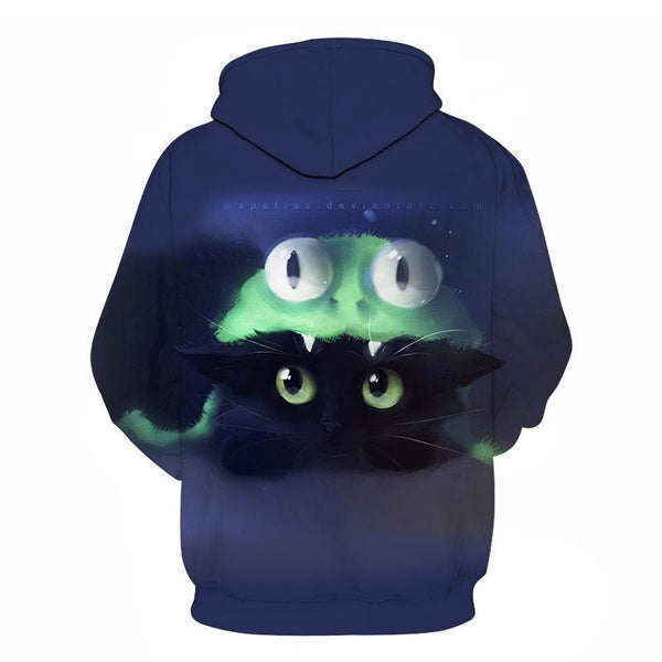 Cartoon kawaii hoodies 3D Printed Cat oversize Mens women's Sweatshirt Pullover Long Sleeve Hooded Sweatshirts Tops - Vimost Shop