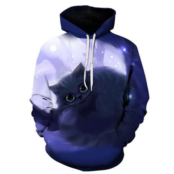 Cartoon kawaii hoodies 3D Printed Cat oversize Mens women's Sweatshirt Pullover Long Sleeve Hooded Sweatshirts Tops - Vimost Shop