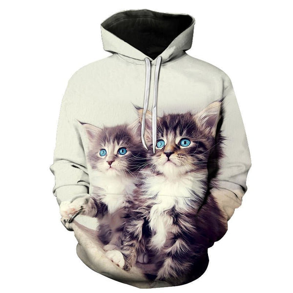 Cartoon kawaii hoodies 3D Printed Cat oversize Mens women's Sweatshirt Pullover Long Sleeve Hooded Sweatshirts Tops - Vimost Shop