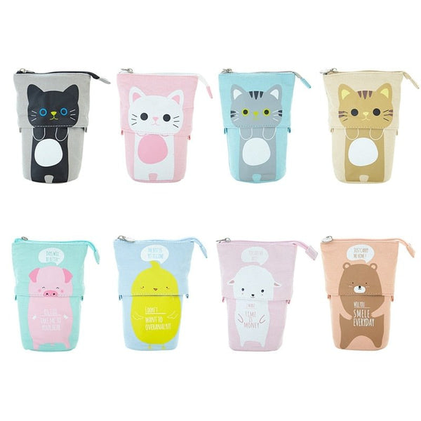 Cartoon Pencil Case Box Cute Telescopic Pencil Bag Stationery Box Portable Cosmetic Brush Bag Travel Container Organizers - Vimost Shop