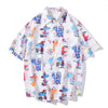 Cartoon Print Shirt Hawaiian Casual Beach Shirts Summer Hip Hop Street Short Sleeve Tops Tees Korean Shirt - Vimost Shop