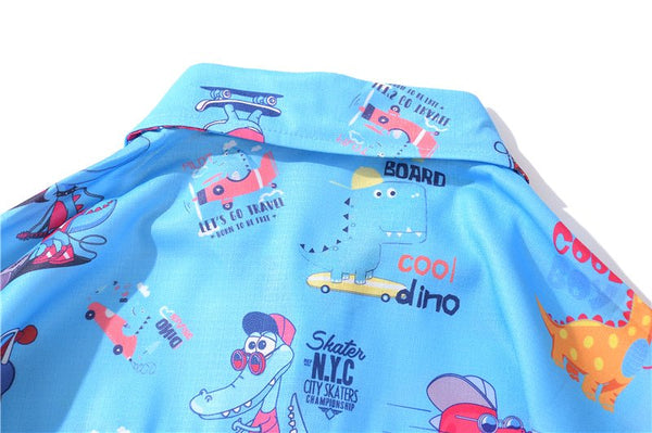 Cartoon Print Shirt Hawaiian Casual Beach Shirts Summer Hip Hop Street Short Sleeve Tops Tees Korean Shirt - Vimost Shop