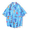 Cartoon Print Shirt Hawaiian Casual Beach Shirts Summer Hip Hop Street Short Sleeve Tops Tees Korean Shirt - Vimost Shop