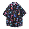 Cartoon Print Shirt Hawaiian Casual Beach Shirts Summer Hip Hop Street Short Sleeve Tops Tees Korean Shirt - Vimost Shop