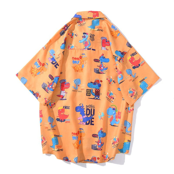 Cartoon Print Shirt Hawaiian Casual Beach Shirts Summer Hip Hop Street Short Sleeve Tops Tees Korean Shirt - Vimost Shop