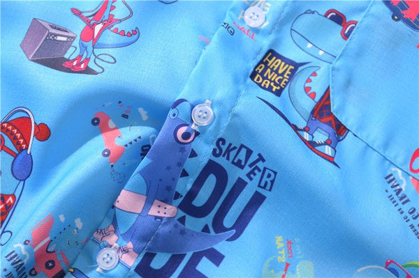 Cartoon Print Shirt Hawaiian Casual Beach Shirts Summer Hip Hop Street Short Sleeve Tops Tees Korean Shirt - Vimost Shop