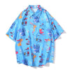 Cartoon Print Shirt Hawaiian Casual Beach Shirts Summer Hip Hop Street Short Sleeve Tops Tees Korean Shirt - Vimost Shop