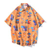 Cartoon Print Shirt Hawaiian Casual Beach Shirts Summer Hip Hop Street Short Sleeve Tops Tees Korean Shirt - Vimost Shop