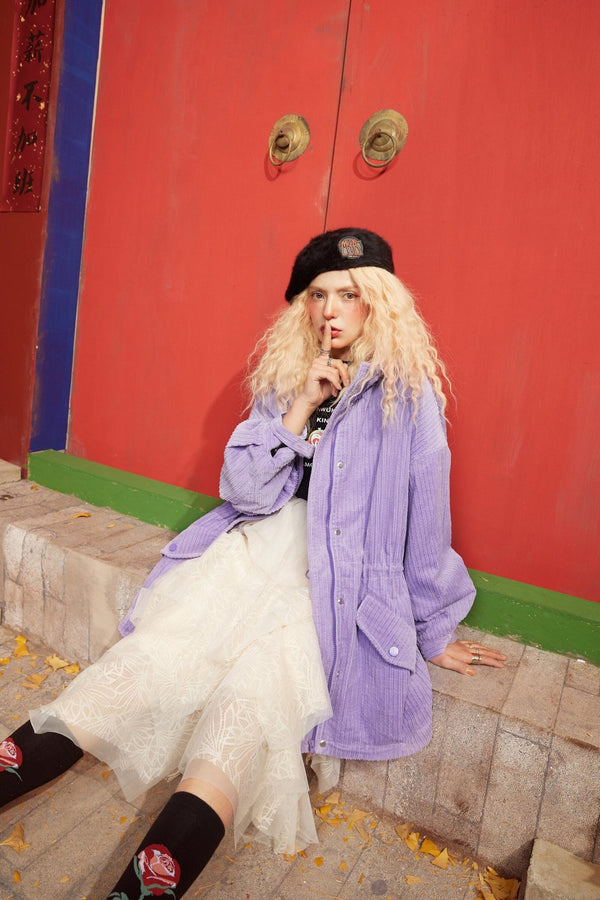 Cartoon Print Single Breasted Casual Women Trench Coat,Spring Full Sleeve Korean Ladies Daily Straight Outwear - Vimost Shop