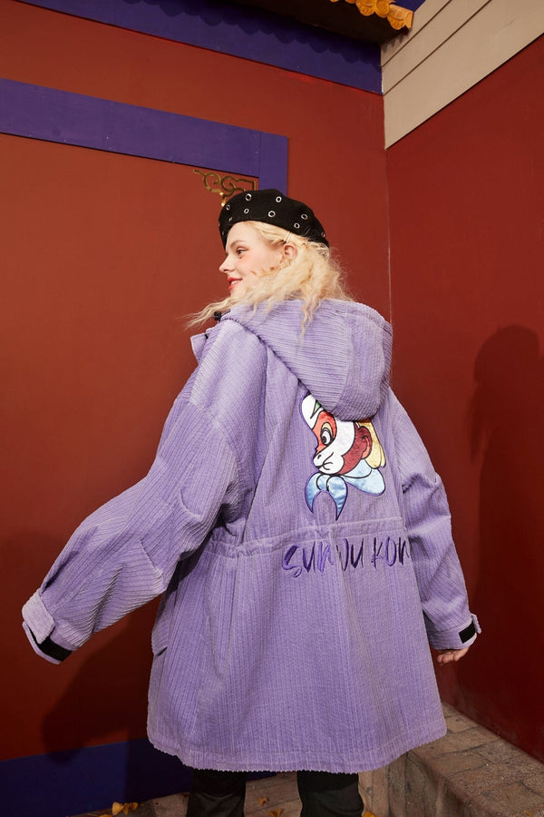 Cartoon Print Single Breasted Casual Women Trench Coat,Spring Full Sleeve Korean Ladies Daily Straight Outwear - Vimost Shop