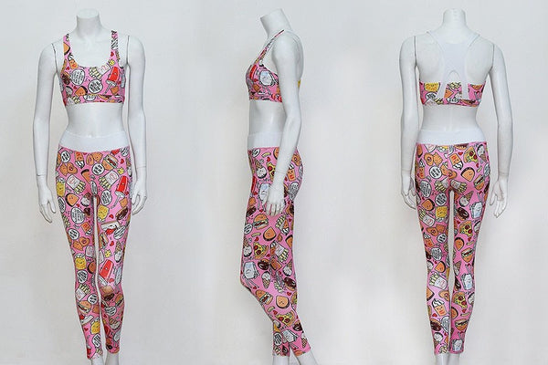 Cartoon Print Yoga Fitness Suits Tank Crop Top High Waist Pants Sportswear Fitness Tracksuit Running Sports Gym Workout Clothes - Vimost Shop