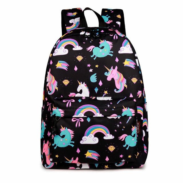 Cartoon Rainbow Unicorn Design Water Repellent Backpack - Vimost Shop