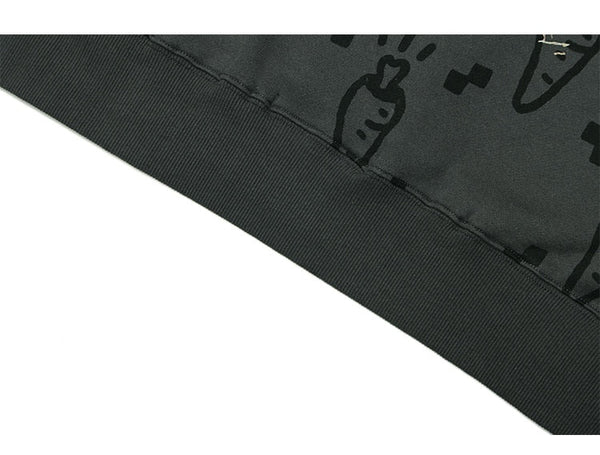 Cartoon Watercolor Rabbit Carrot Printed Hoodie Men Hooded Baggy Retro Fashion Hip Hop Style Pullover Autumn Streetwear - Vimost Shop