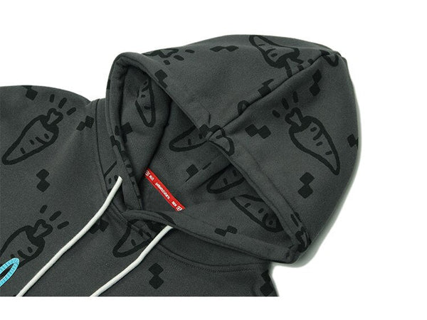 Cartoon Watercolor Rabbit Carrot Printed Hoodie Men Hooded Baggy Retro Fashion Hip Hop Style Pullover Autumn Streetwear - Vimost Shop