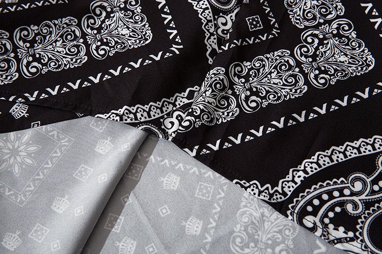 Cashew Flowers Print Shirt Mens Casual Loose Hip Hop Black Tops Long Sleeve Hawaiian Shirt Camisas Korean - Vimost Shop