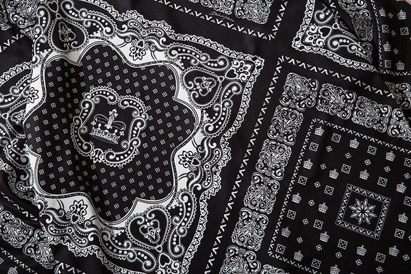 Cashew Flowers Print Shirt Mens Casual Loose Hip Hop Black Tops Long Sleeve Hawaiian Shirt Camisas Korean - Vimost Shop