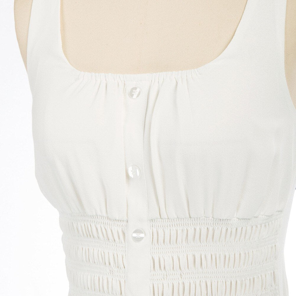 Casual Dresses Women Square Neck Short Dress Sexy Elegant Wide Straps Smocked Tiered Pure Color Pleated Summer Lady A-Line Dress - Vimost Shop