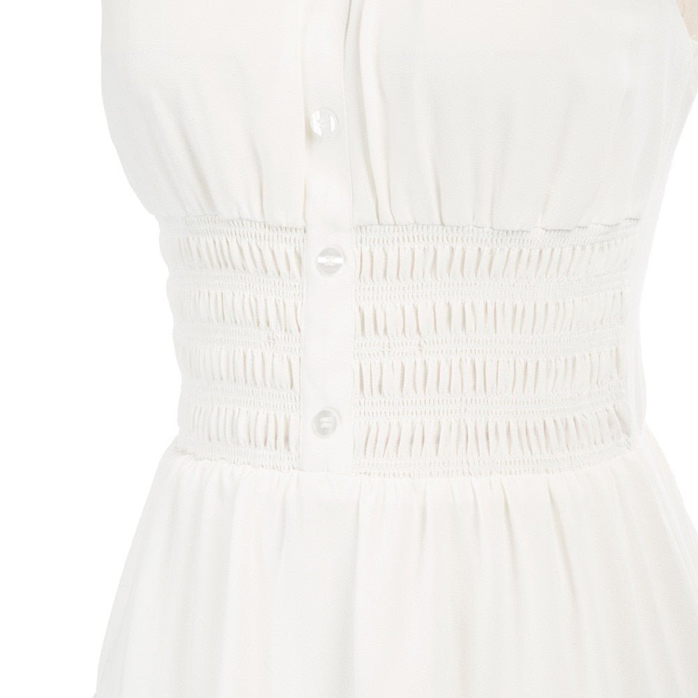 Casual Dresses Women Square Neck Short Dress Sexy Elegant Wide Straps Smocked Tiered Pure Color Pleated Summer Lady A-Line Dress - Vimost Shop